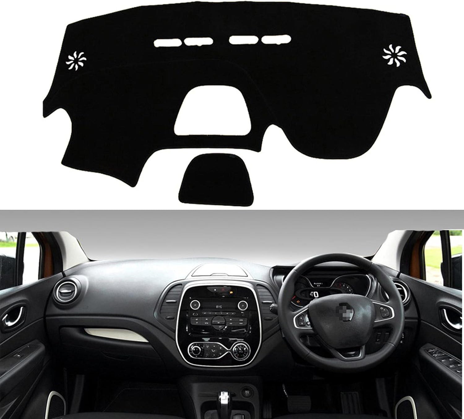 Car Interior Dash Covers Dash Board Cover Non-Slip Mat Anti-UV Dash Cover Sun Protection Fit for Renault Captur 2014-2017