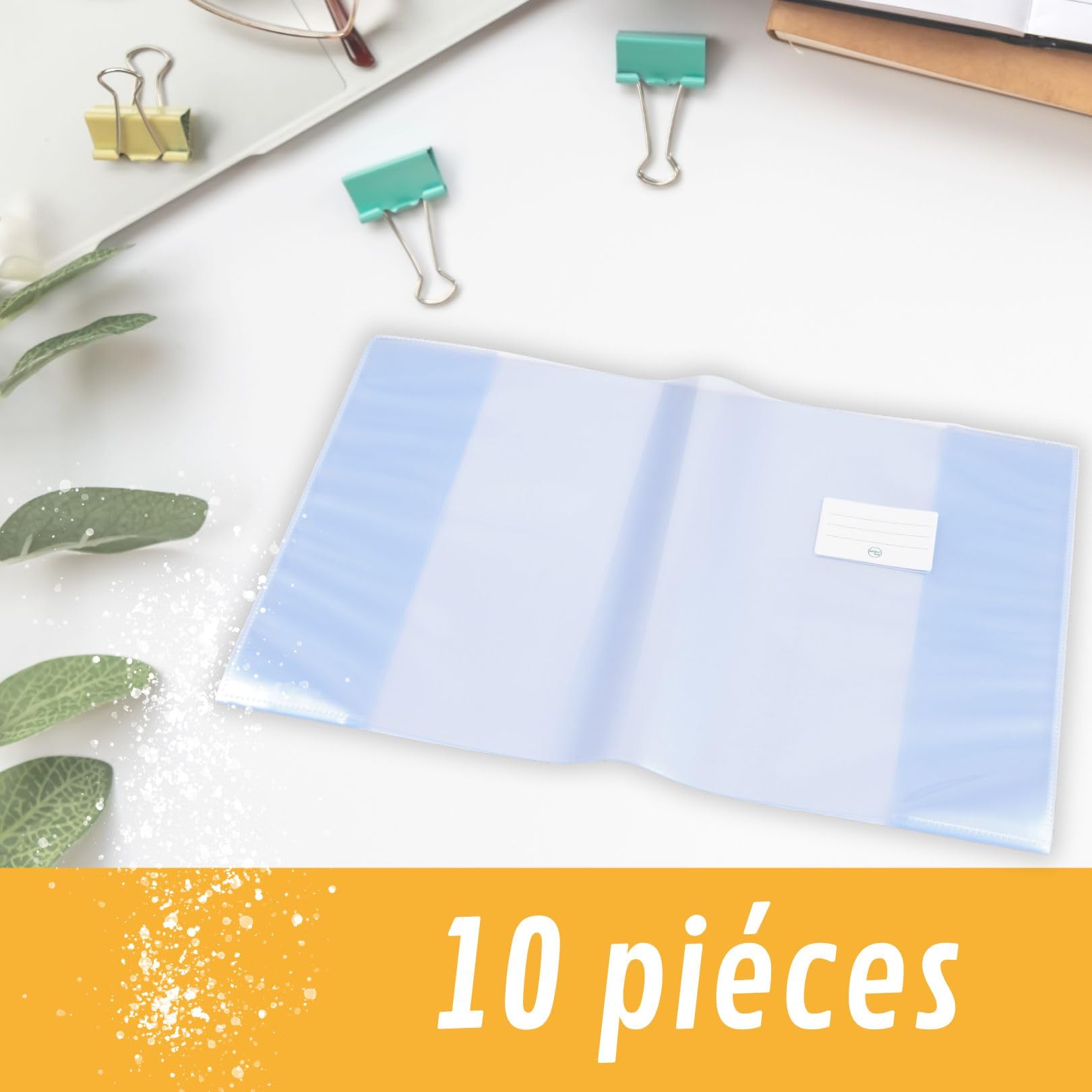 Protège-cahiers transparent cristal 32 x 24 cm lot de 10 PP recyclable sans acide