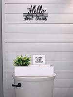 Vista 7 de Caja de decoración de baño, cesta organizadora de papel higiénico con divertido letrero de doble cara y flores artificiales, juego de 3 bandejas