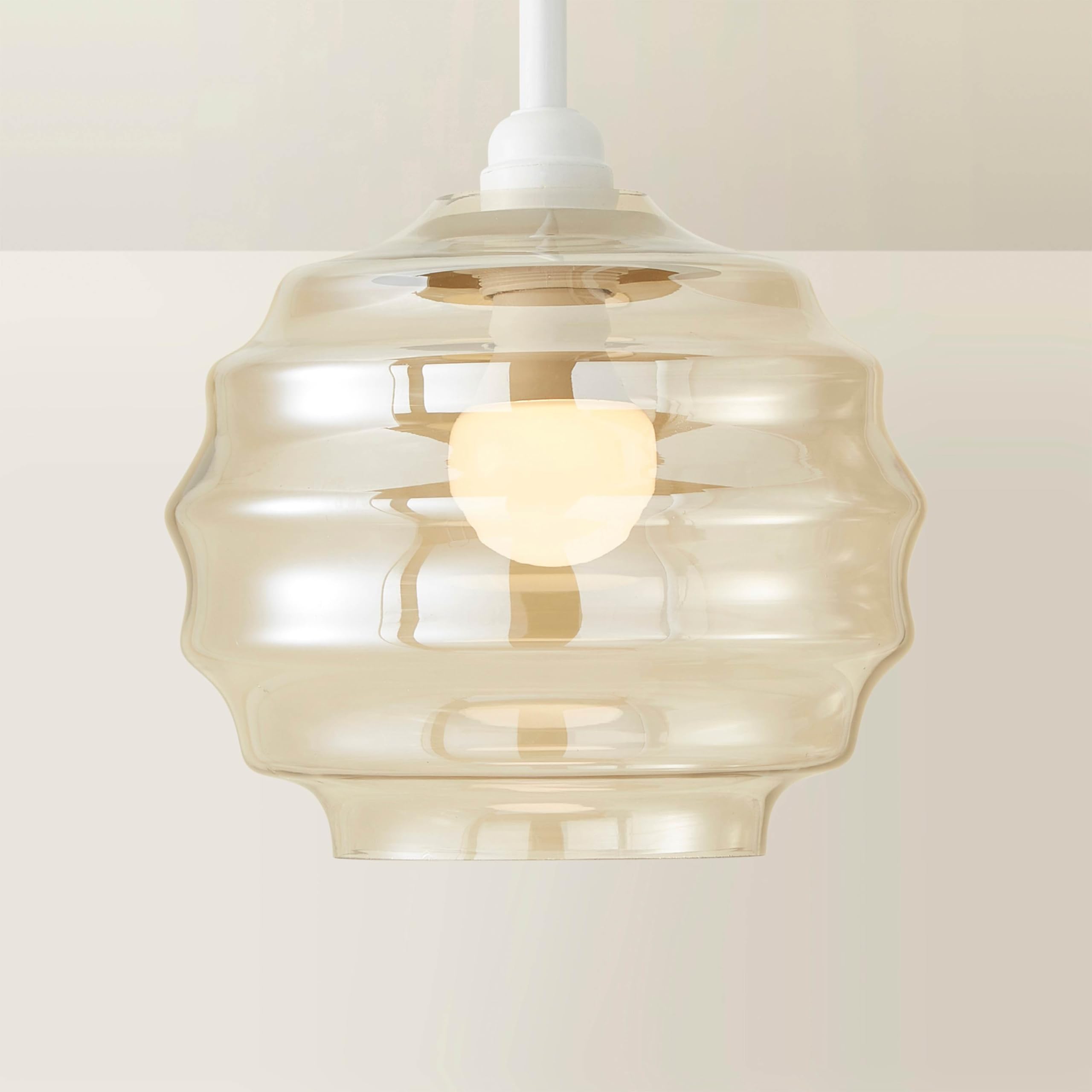 Valuelights Unisex Light Sand Patty Champagne Bubble Glass Easy Fit Ceiling Pendant Lamp Shade In