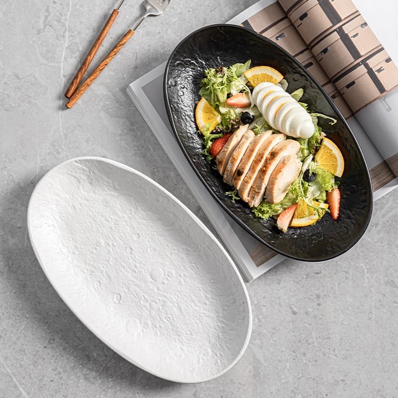 Serving Platter 12 Inches, Ceramic Oval Dinner Plate Set of 2, Serving Dishes for Entertaining, Dishwasher & Oven Safe Kitchen Dinnerware for Salad, Chicken, Pasta, Fish, Beef, White - Image 6