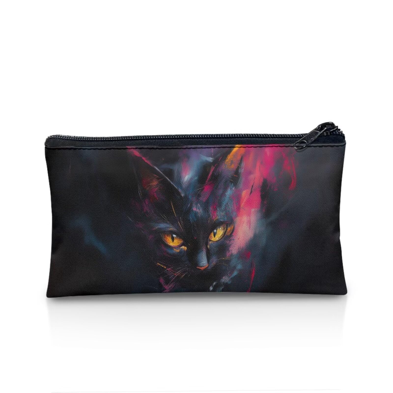 POLERO Black Cat Pencil Case for Girls Secondary School Supplies Slim Pencil Box Zipper Pouch