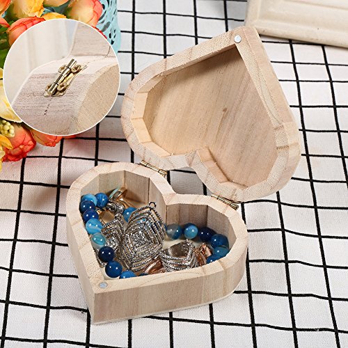 Yosoo Handcrafted Wooden Storage Box Heart Shaped Jewelry Box Container Organizer Portable #TOP5