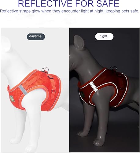 Miniatura 4 de Juego de arnés y correa para perros pequeños, sin tirones, arnés para cachorros y gatos, a prueba de escape, chaleco de malla transpirable, arnés