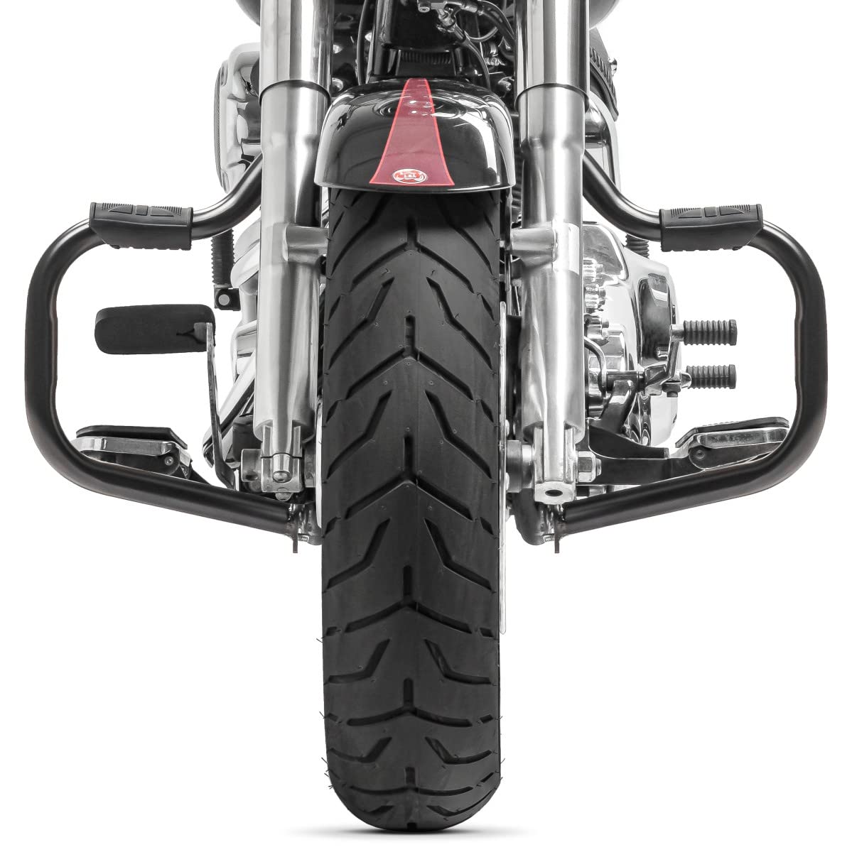 Defensa de Motor Compatible para Harley Davidson Fat Boy 2000-2017 Mustache Nero