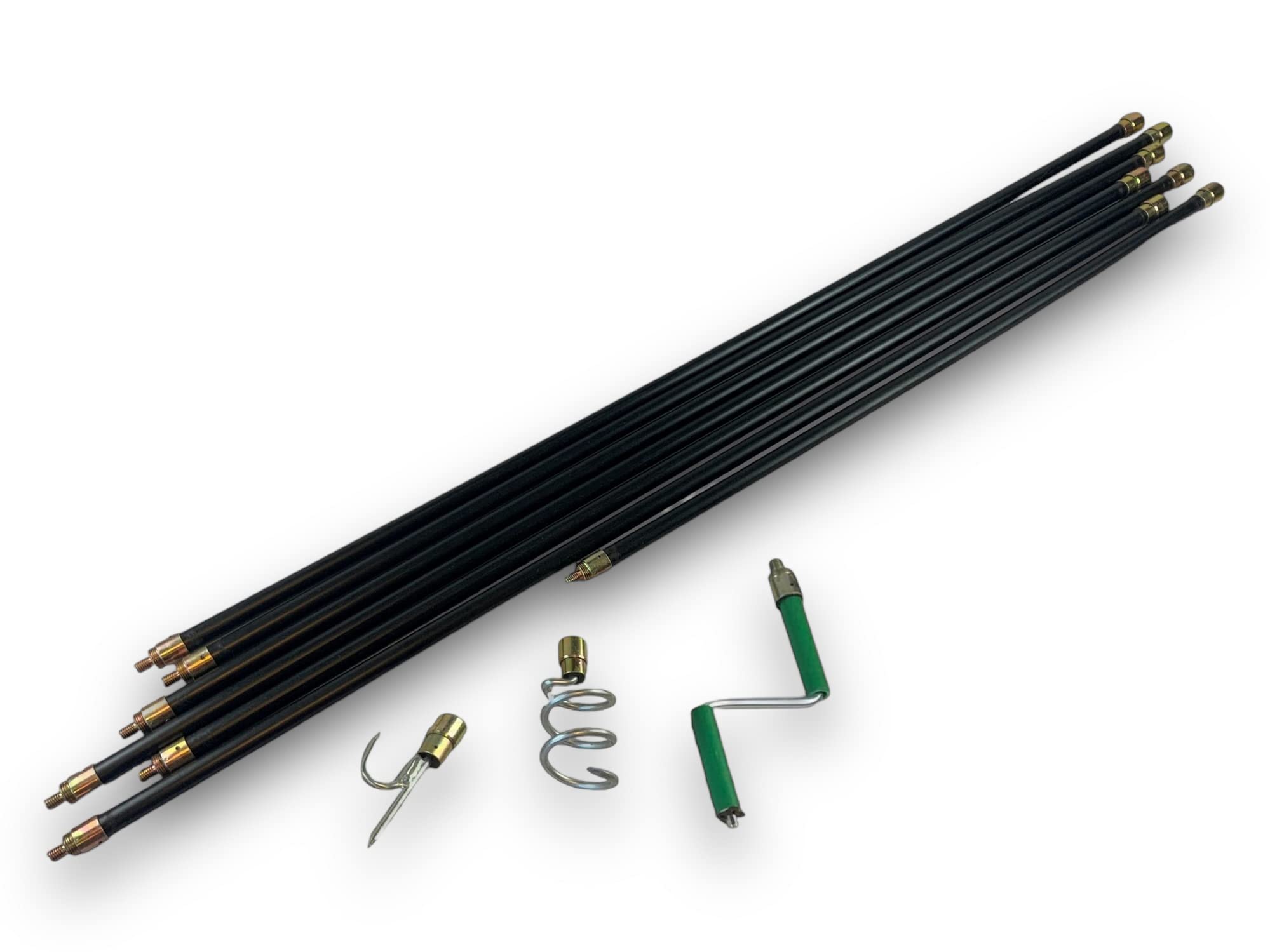 Hiper Pro zestaw odpływowy | 7 czarnych prętów do wkręcania Ø 20 mm | 13 m | 3 szczotki do rur stalowych Ø 30-50-80 mm | Odkrycie harpon | Kibros 4KITDEBHPRO