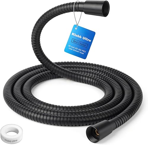 Miniatura 8 de Klabb Soporte de cabezal de ducha de mano ajustable y manguera de 79 pulgadas, soporte de ABS premium, bola de latón giratoria de 360 grados y cinta