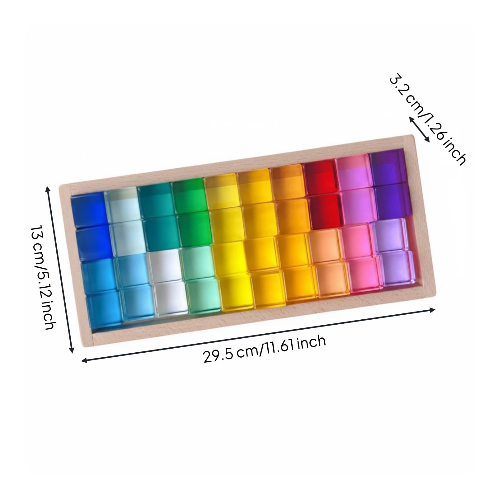 Acryl-sinnesbausteine Würfelspiel Acrylblock Pädagogisches Spielzeug Holzunterlage Glatte Außenfläche Transparente Innenstruktur für Büro Regal Kinderzimmer, Transparente Kombination 5