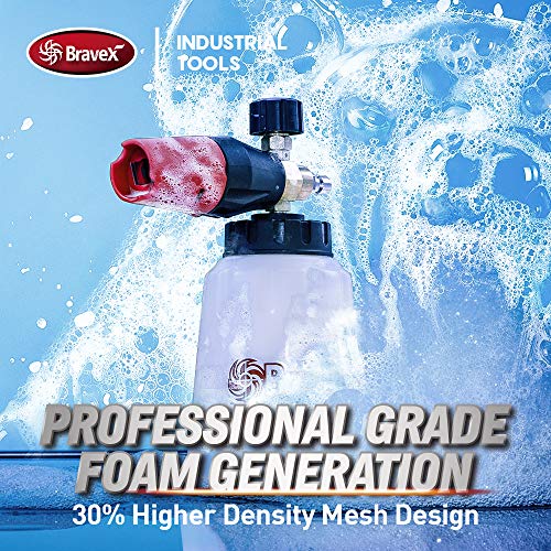 Foam Cannon - Heavy Duty Foam Wash Gun, Wide Neck Adjustable Car Foam Blaster for Pressure Washer with 1/4 Inch Connector, 5 Nozzles Included in The Kit(1 Liter, 1.1mm Metal Orifice) - Image 3