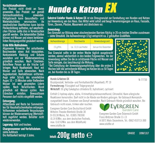 Substral Celaflor Hunde & Katzen Ex, Hund, Marder und Katze Abwehr und Vertreibungsgranulat, 200g - mit Sofortwirkung