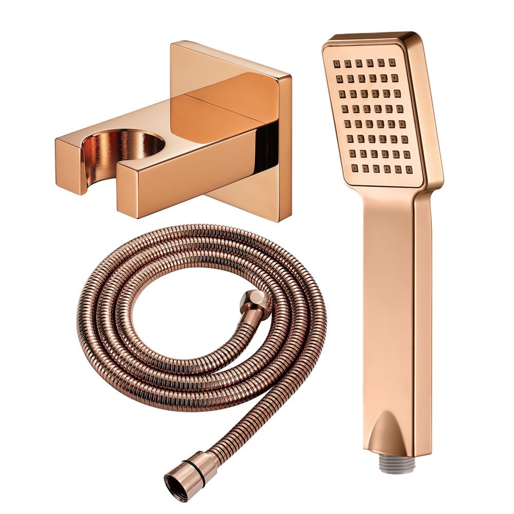 Alcachofa Ducha Alta Presión, Alcachofa de Ducha con Manguera Flexible de Acero Inoxidable de 1,5 m, Alcachofa Ducha con ABS Extraíble Cabezal de Ducha y Soport para Limpieza del Baño, Cuadrado