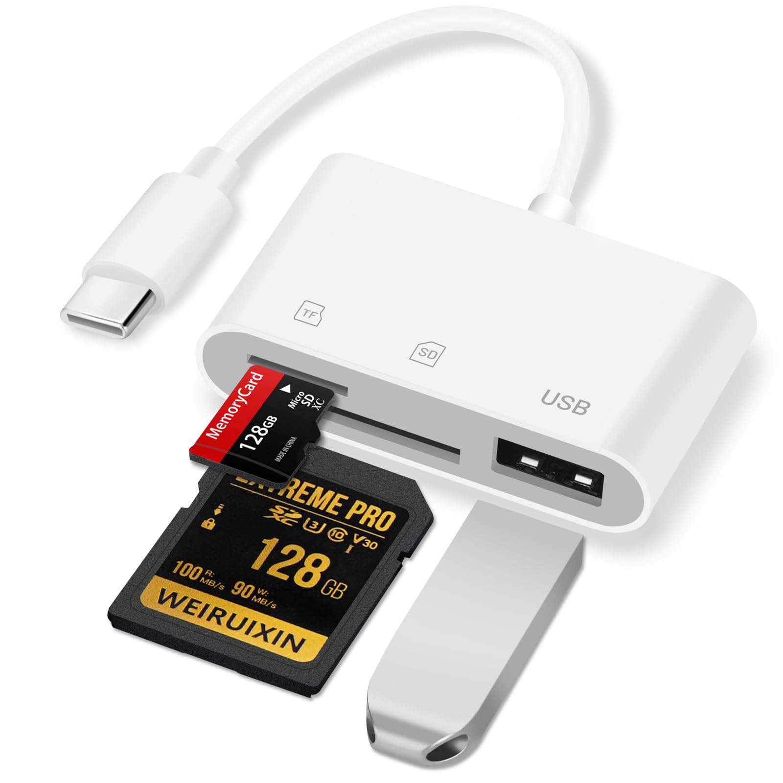 SD Card Reader For IPhone IPad, TYPE C+ Ligh-ning Three-in