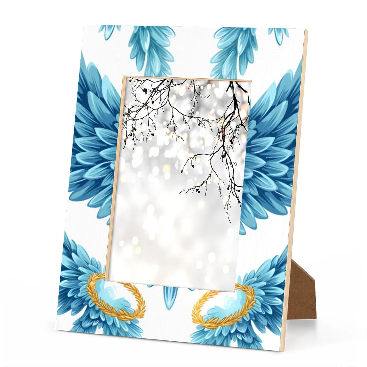 Angel Wing Picture Frame 5x7, Angel Wings Memorial 5x7 Photo Frames with Stand Display Pictures for Wall and Tabletop Frames Collage for Home Gallery Office Decor