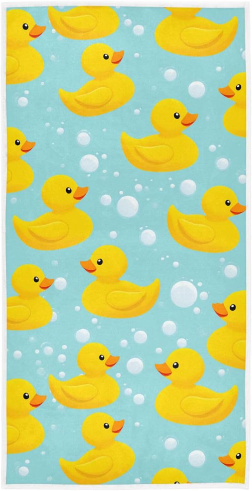 Pfrewn Cute Yellow Ducks Hand Bath Towels Soft Absorbent Bathroom Guest Towel Hanging Kitchen Dish Towel for Home Decor 16x30 in