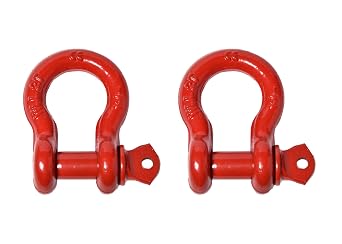 2 Pack Red- Rigging 1/2" Bow Shackles D Ring Rugged 10Ton 22000Lbs Breaking Strength WLL 2 Ton 4400lb w 5/8 Pin Clevis Screw Heavy Duty Marine Boat Anchor ATV UTV Recovery