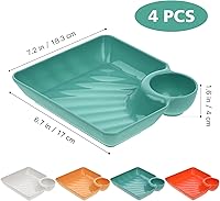 Vista 4 de Kichvoe Plato de pasta para servir albóndigas con compartimento para salsa, plato de plástico para sushi, platillos de sushi de plástico, plato