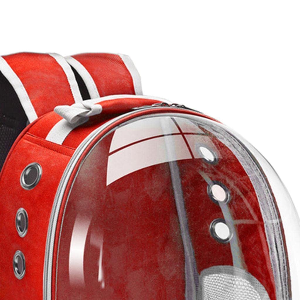 Transportadora de Mascotas Mochila para Gatos Perros Conejos Ventana Panorámica Diseño Sostenible Bolsillos Laterales Apta para Senderismo Ci, Rojo