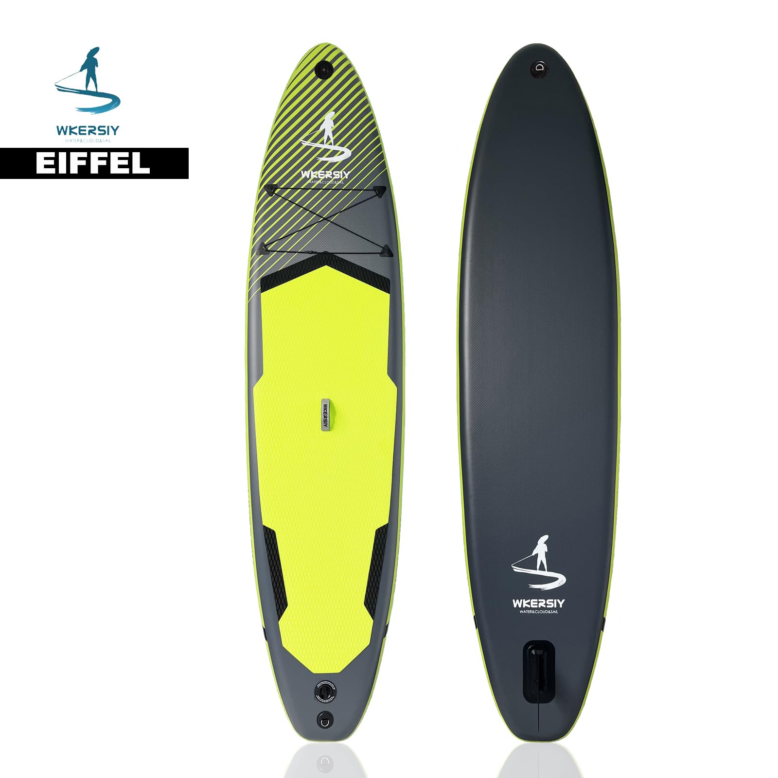 Stand Up Paddle Gonflable 11' (335 cm) - Planche de Sup Stable et Dynamique Noir & Jaune - Design Sportif Haute Visibilité pour Performance, Yoga et Pêche - Kit Complet Pro