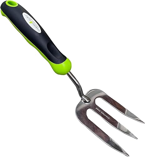 Garden Guru - Herramienta de horquilla manual de acero inoxidable, acero inoxidable resistente a la corrosión, mango ergonómico, ideal para plantar,