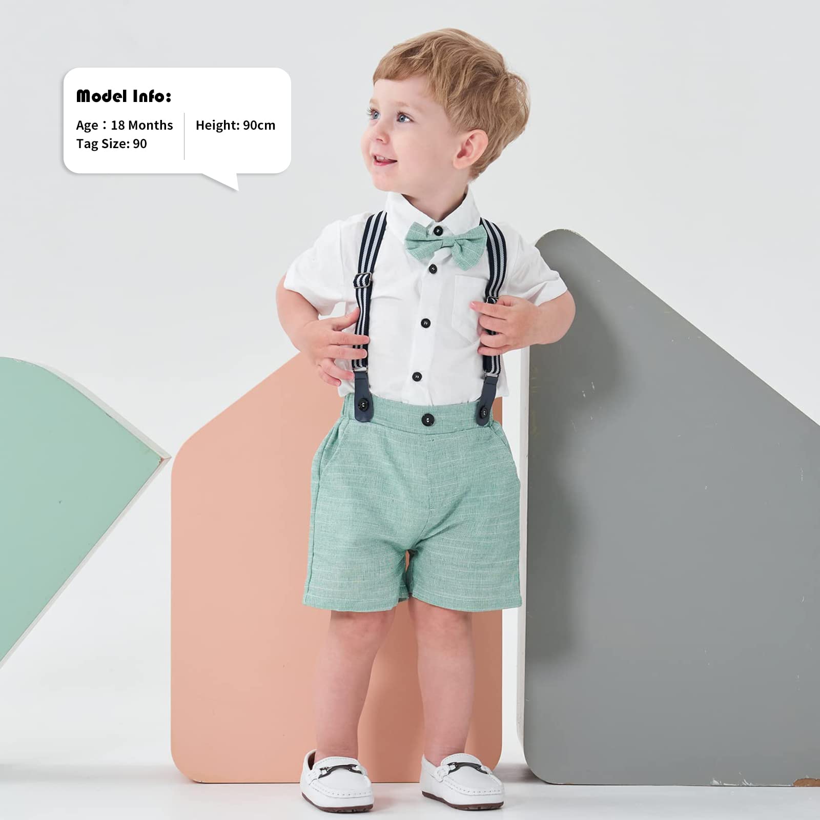 Volunboy Bimbo Neonato Completini e Coordinati Gentiluomo, Fiocco Camicia e Bretelle Pantalocini