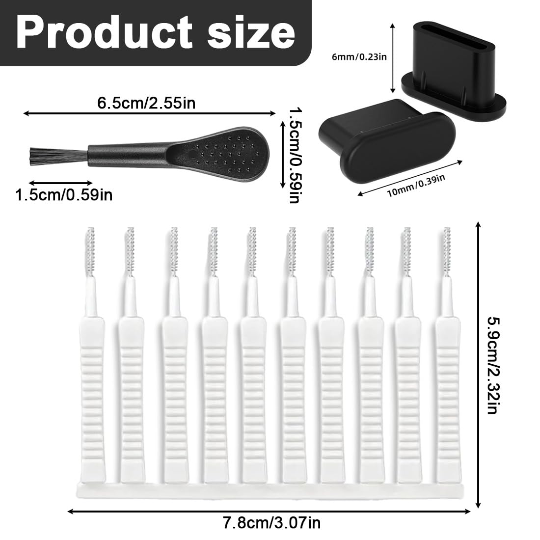 WeddHuis 1 Set Kit Pulizia Smartphone USB C Spazzole Pulizia Telefono Porta Anti-Polvere per Connettore, Altoparlante e Microfono