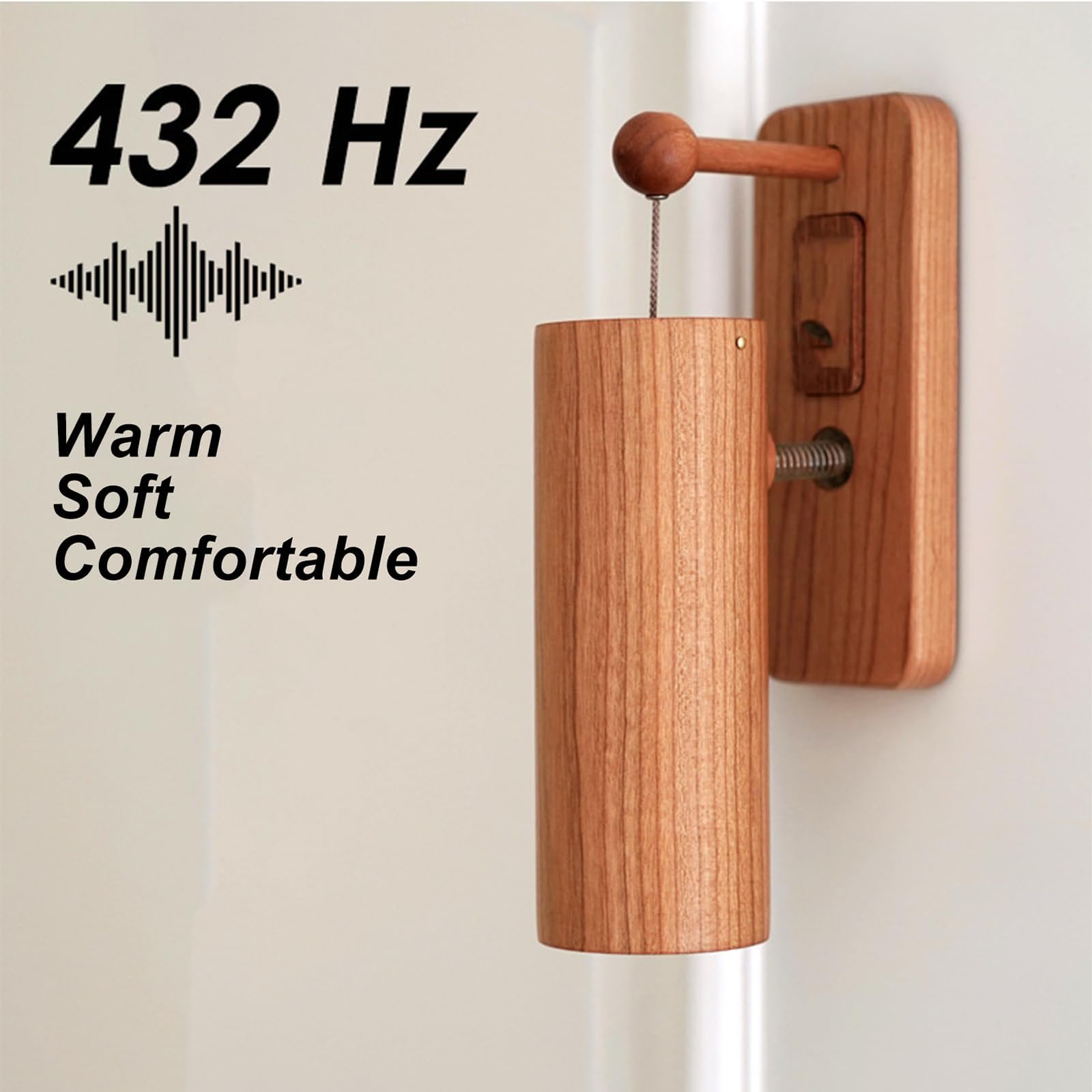 Campanello in legno sintonizzato 432 Hz con 8 colonne sonore, installazione senza chiodi, campanello d'ingresso rilassante per casa, negozio, ufficio e porte per animali domestici