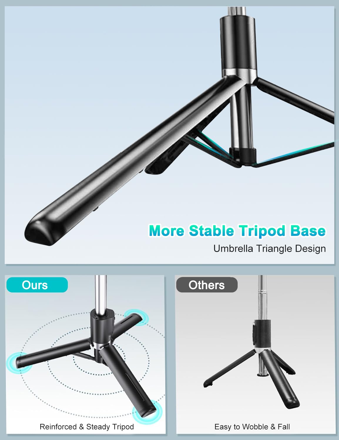 JE 71" Selfie Stick Tripod, Extendable Selfie Stick With Remote - View #11