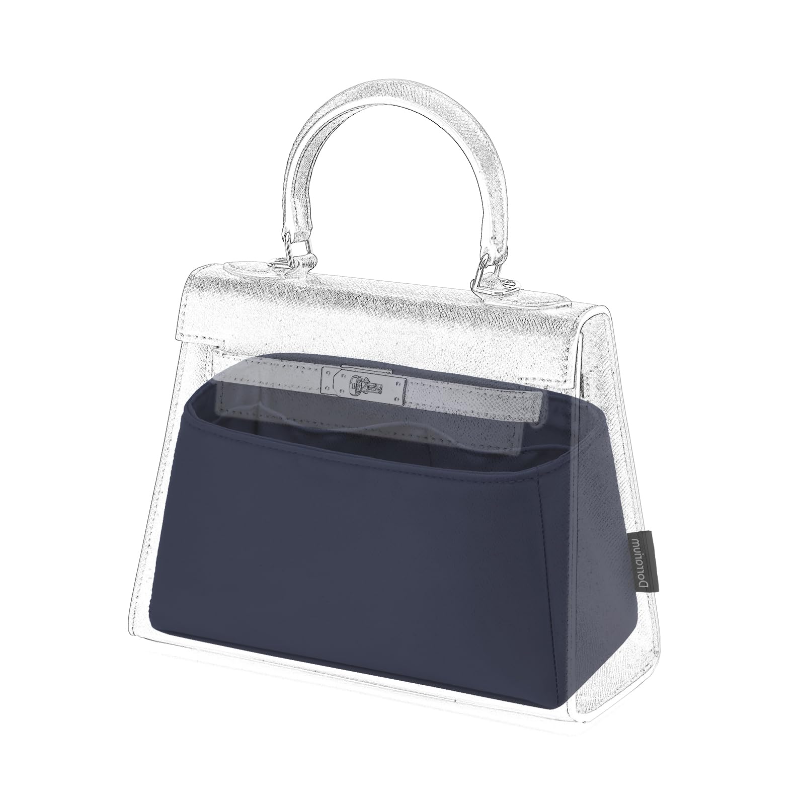 Silk Purse Organizer Insert Fits Hermes Kelly, Luxury Satin Bag Shaper with Divider, Silky Smooth Non-Slip Handbag Organizer for Designer Bags