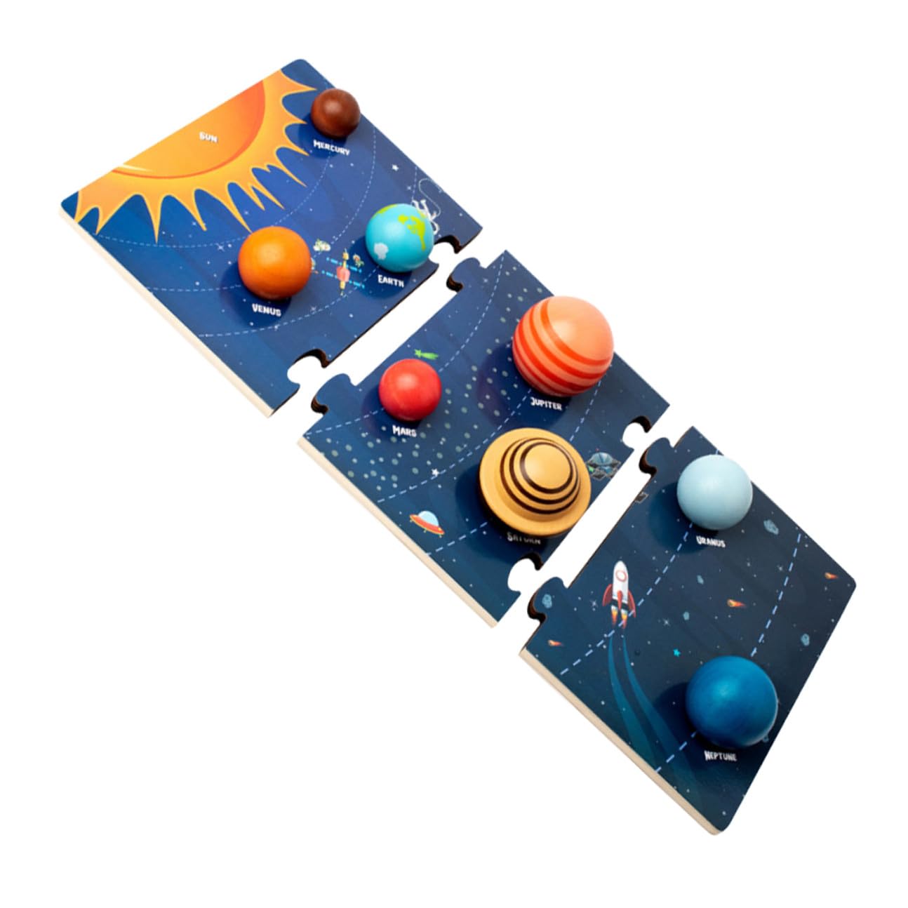 Mikinona Puzzle per Riconoscimento Colori e Sviluppo Creatività in Legno Pianeti Solari Gioco Educativo per Bambini per Apprendimento Precoce