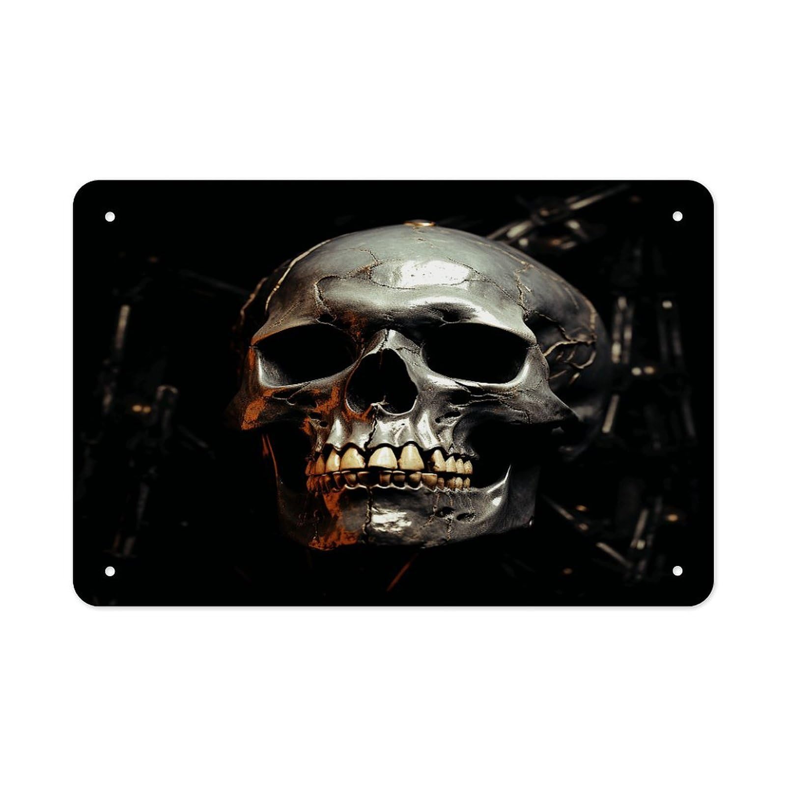 Fodpand Style Eerie Scary Skull Wall Art Metal Signs Tin Sign