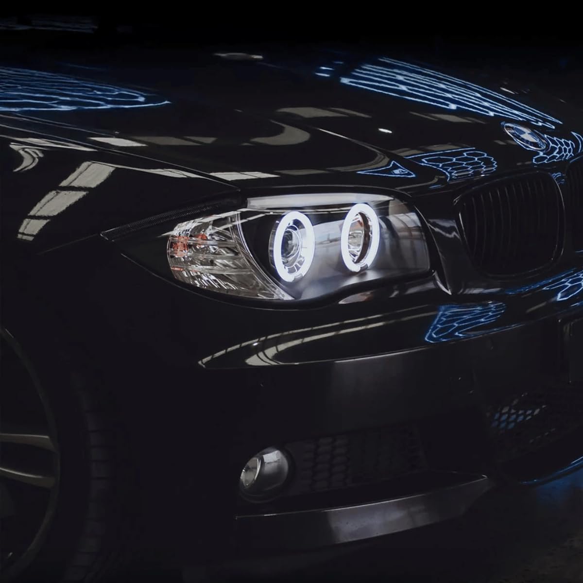 LED Angel Eyes Scheinwerfer Set für BMW 1er E87 E81 E82 E88 2004-2011 schwarz