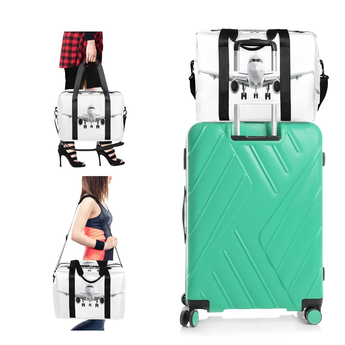 Reisetasche im Flugzeug-Design, für Damen, Herren, Mädchen, Jungen, Wochenendtasche, Übernachtungstasche, 32 l, große Kabinentasche, Tragetasche für Reisen, Sport, Fitnessstudio, farbe, Big,
