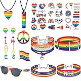 CASSIECA Pride Jewelry Set LGBTQ Accessories Gay Pride Stuff Jewelry Pride Bracelets Pride Necklaces Rainbow Earrings Pride Earrings Pride Pins Pride Stickers Lesbian Gay Bisexual Gifts for Men Women