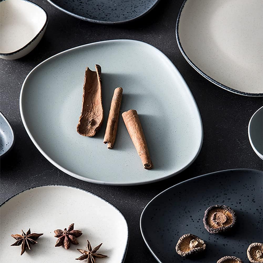 食器セット、北欧スタイルの不規則な磁器製食器セット、プレート、ボウル、皿付き、家庭用キッチンとダイニング用のセラミックディナーセット