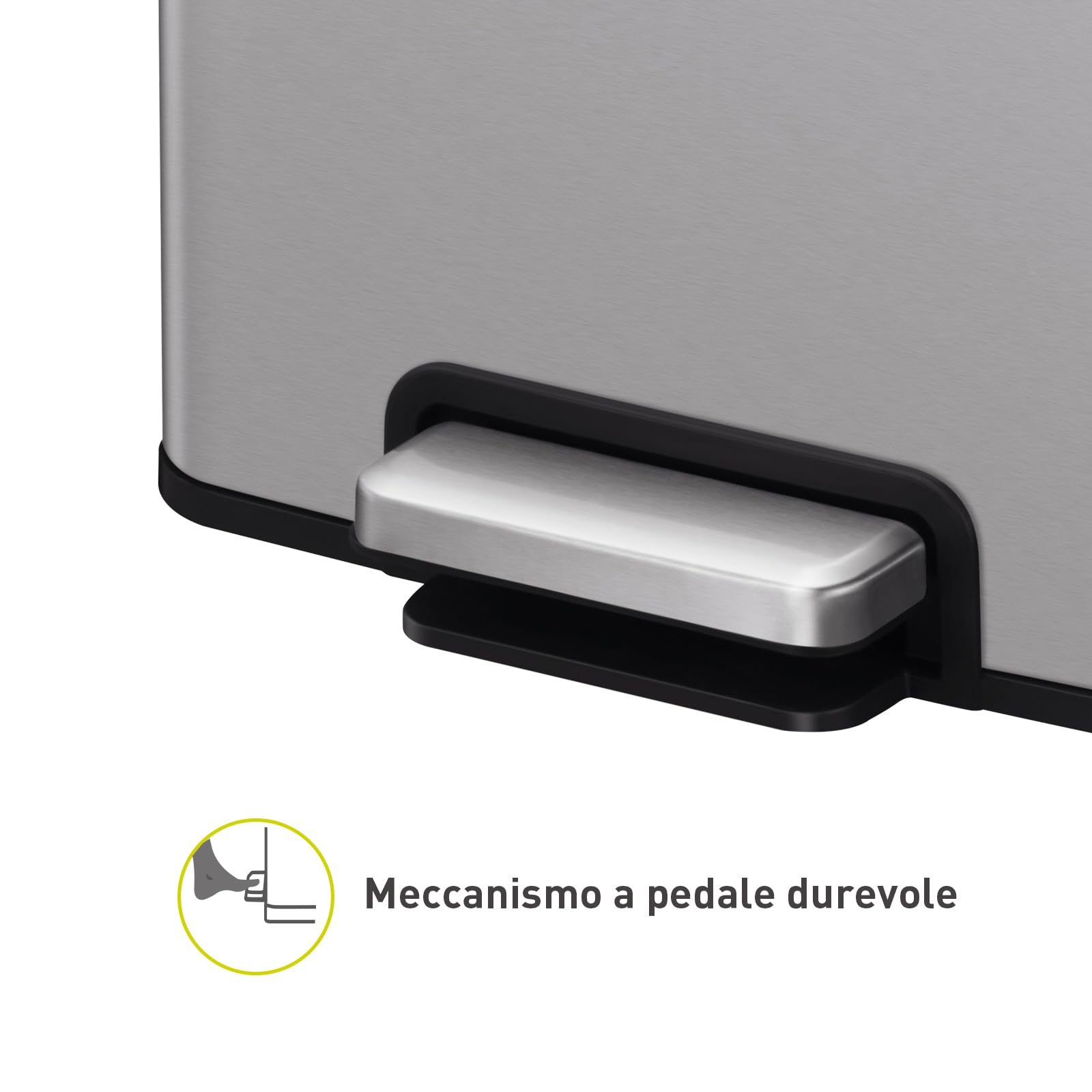 EKO Pattumiera Cucina 30L con Pedale | Acciaio Inox Antimpronta | Chiusura Morbida e Silenziosa | Design Moderno Bagno
