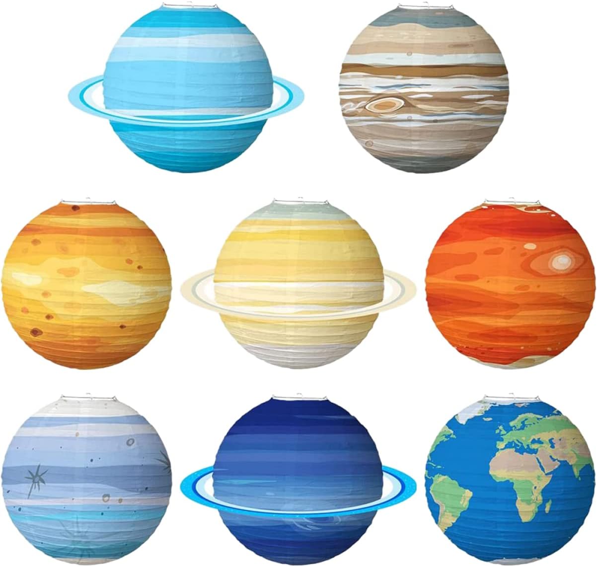 8pcs Hanging Outer Space Lanterns Decorations for Parties for Classroom and Birthday Celebrations Easy to Festive Atmosphere