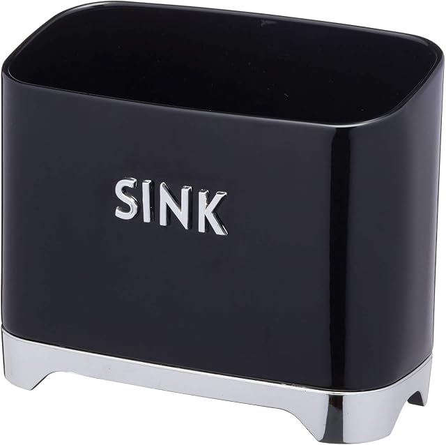 KitchenCraft Lovello LOVSINKBLK Retro Metal Kitchen Sink Tidy, 20 x 10 x 17 cm (8" x 4" x 6.5") - Midnight Black