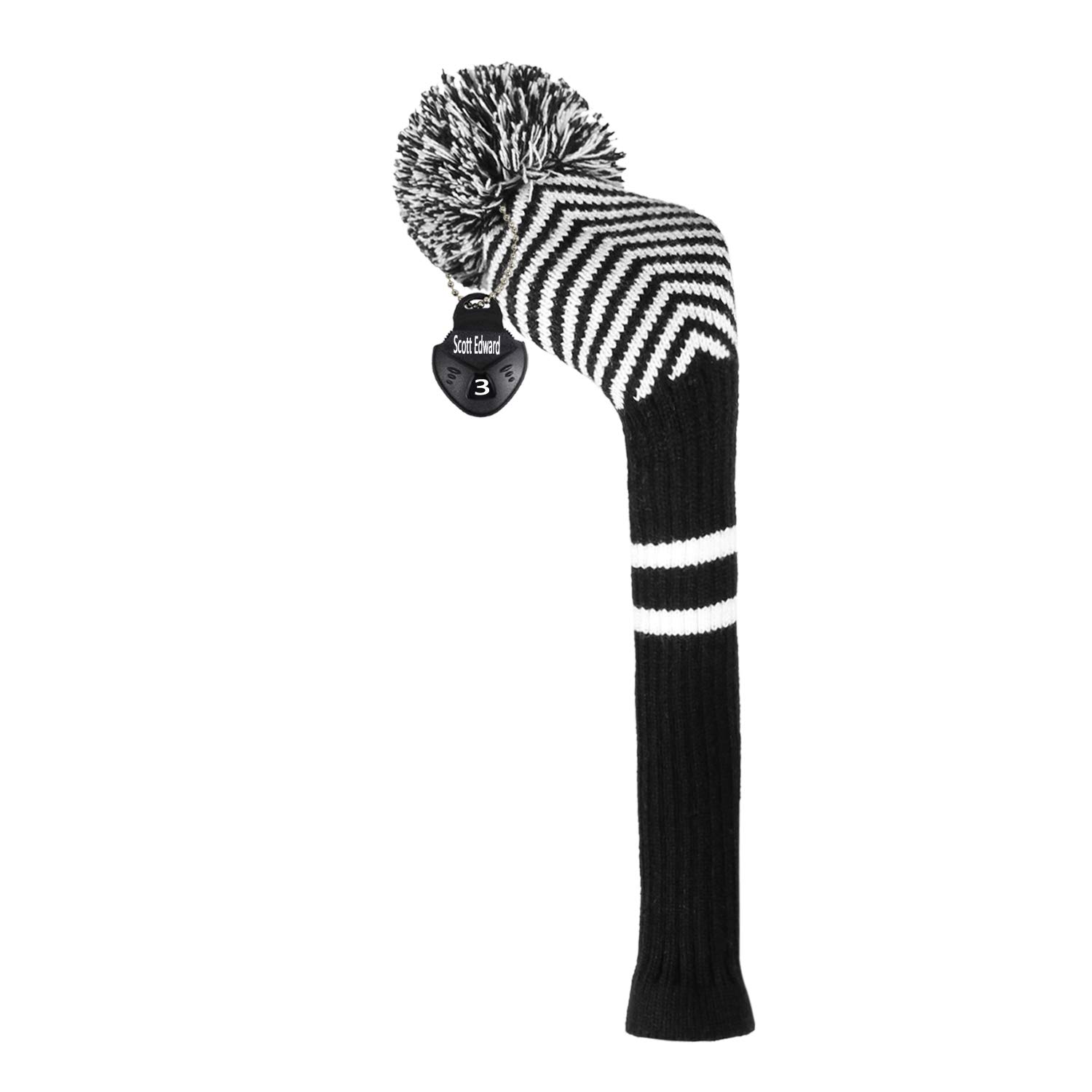 Scott Edward 1 Piece Knitted Golf Head Cover for Wood,Driver Wood(460cc) Fairway Wood/Hybrid,Soft, Washable, Anti-Pilling, Anti-Wrinkle, Long Neck (Herringbone, Fairway) — image 1