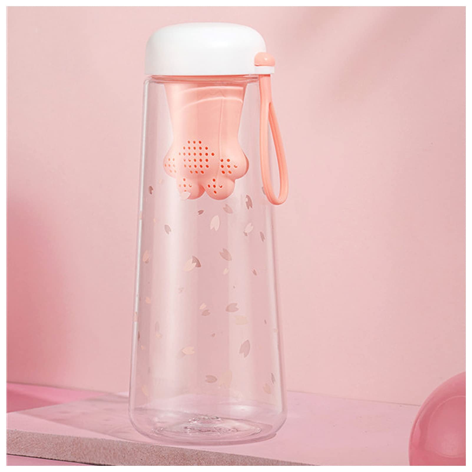 Szklanki do wody 550 ml plastikowa butelka na wodę bez BPA różowa butelka do zaparzacza herbaty butelka wody śliczne dla dziewcząt Kawaii inteligentne picie przezroczysta szklana butelka na wodę z