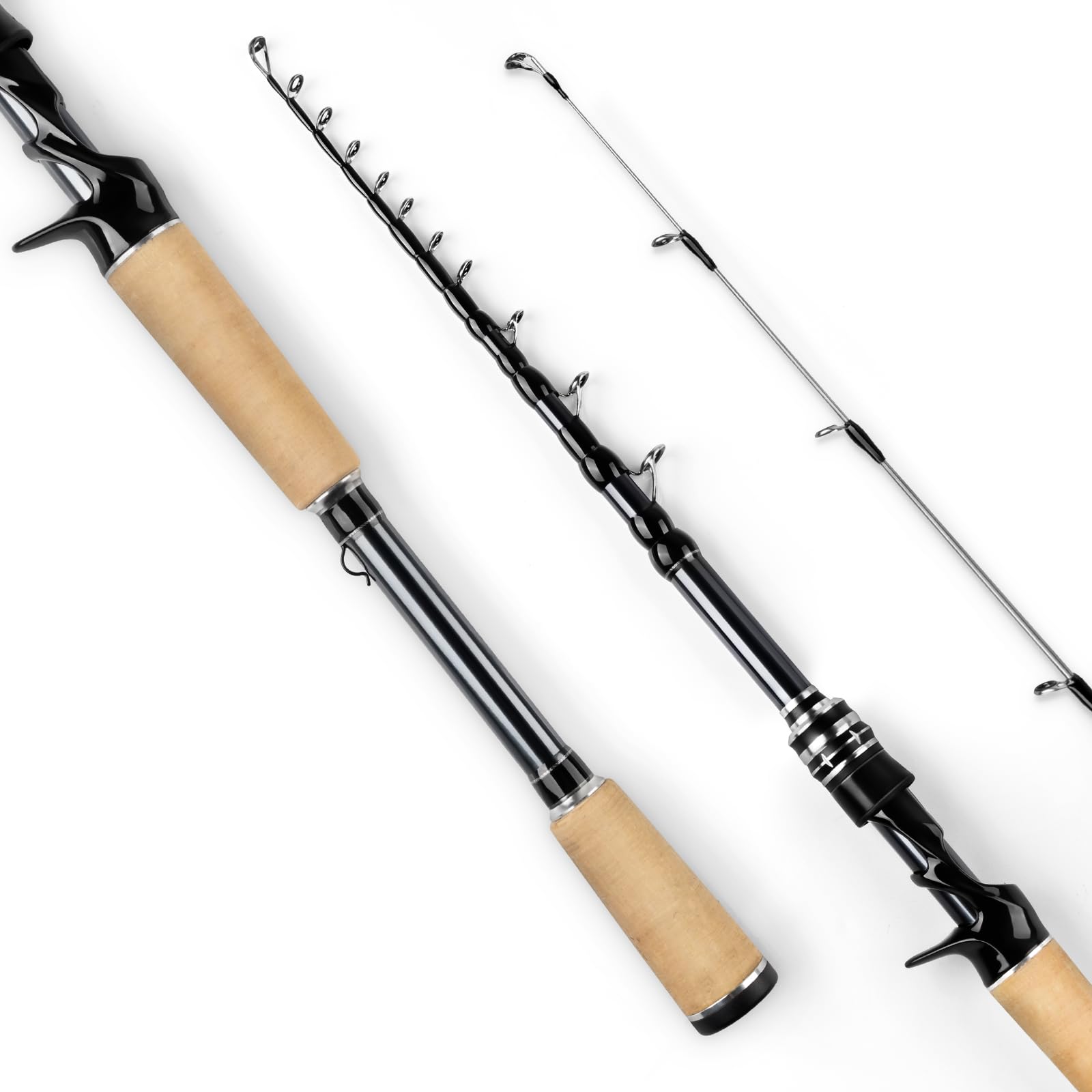 KastKing Megatron Titanium Telescopic Casting & Spinning Fishing Rods, IM7 Graphite Travel Rod with Titanium Solid Tip, Power Transition System, for Freshwater and Inshore Fishing