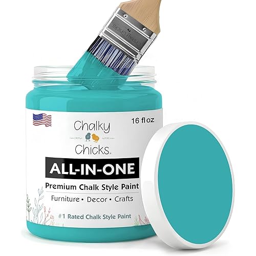 Chalky Chicks 16 Fl Oz Matte Mermaid (Green Teal) Chalk Paint for Furniture Without Sanding, No Prep Furniture Paint No Sanding All in One for Crafts, Wood, Walls, Cabinet, Metal, Dresser, Farmhouse