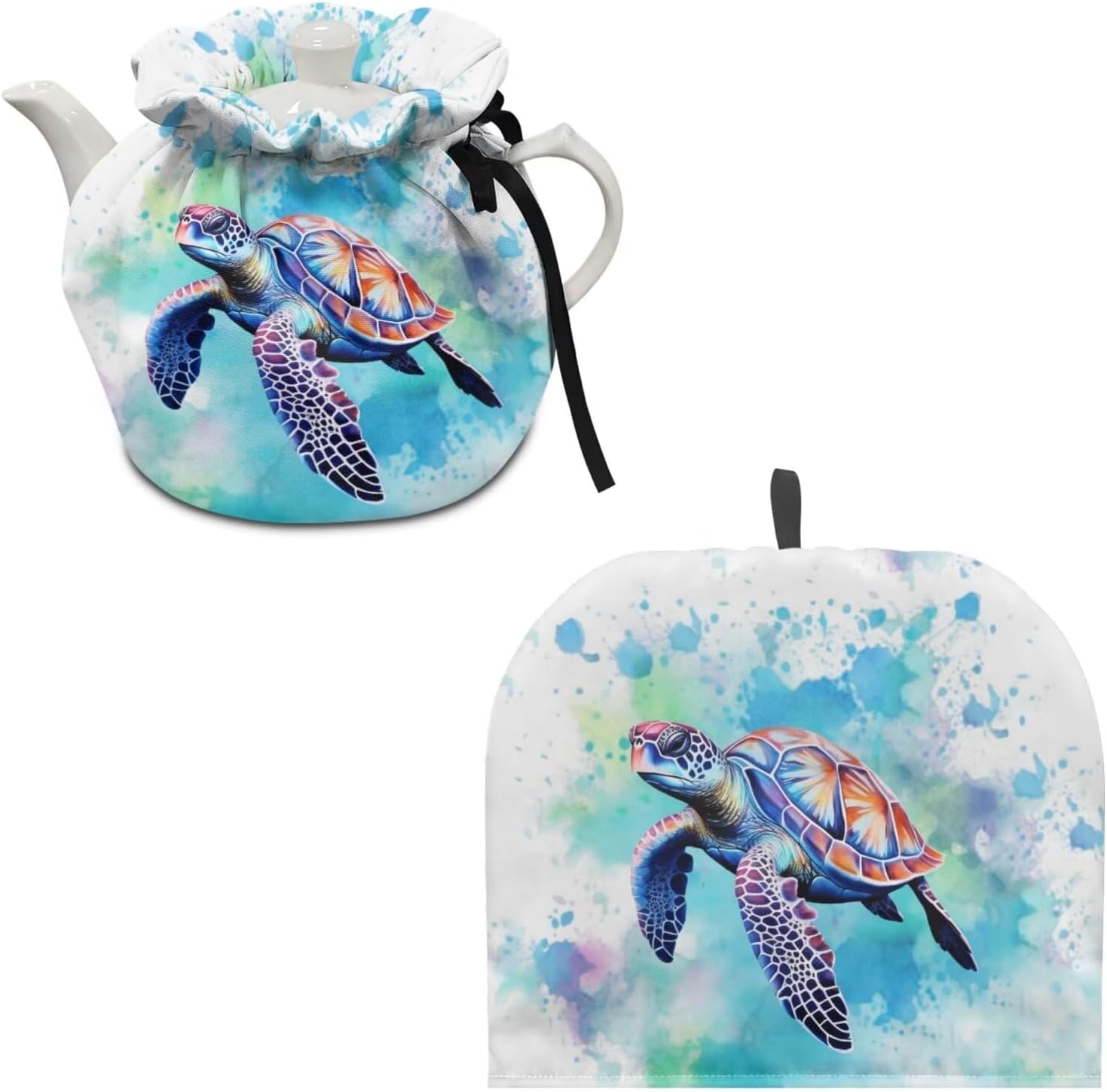 DISNIMO Boho Sea Turtle Tea Cozy Decorative Insulated Tea Cosy Teapot Cozies Dust Cover to Keep Tea Warm, Kitchen Home Decro for Mom, Wife, Friends, Tea Drinkers