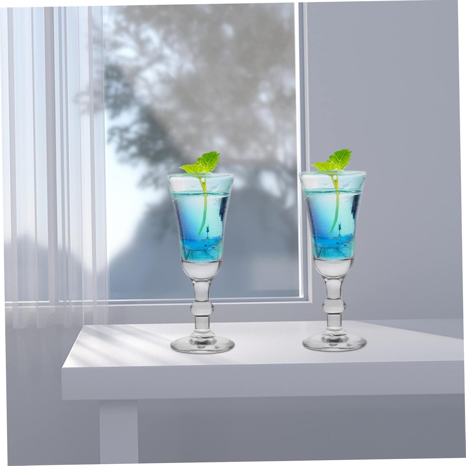 GLEAVI 6pcs Clear Glasses with Stemmed Design for Parties and Home Bar Transparent Cocktail and Wine Goblets Smooth Surface Drinking Cups for Banquets and Celebrations