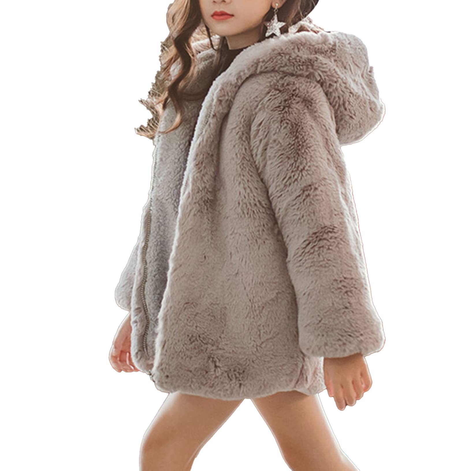 Chaqueta con Capucha Niñas Niños Abrigo de Algodón Chaquetas para Niña Espesar Peluche Abrigo Piel Sintética Manga Larga Hoodie Ropa para Otoño Invierno 5-14 Años