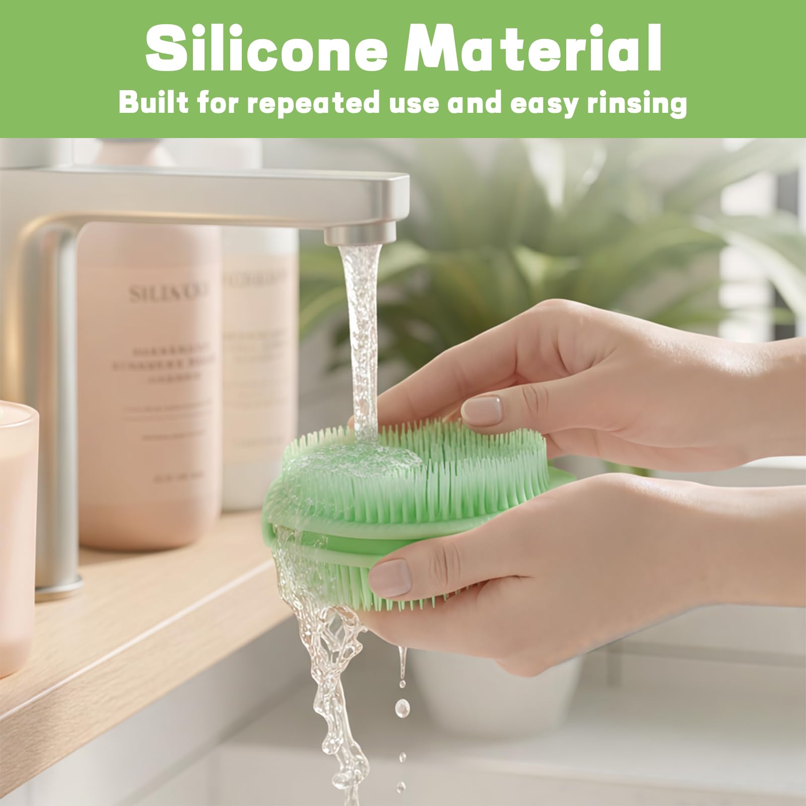 Silicone Body Scrubber, 2 pezzi spugna doccia come spazzola corpo con scrubber in silicone per spugna esfoliante corpo e spazzola doccia schiena