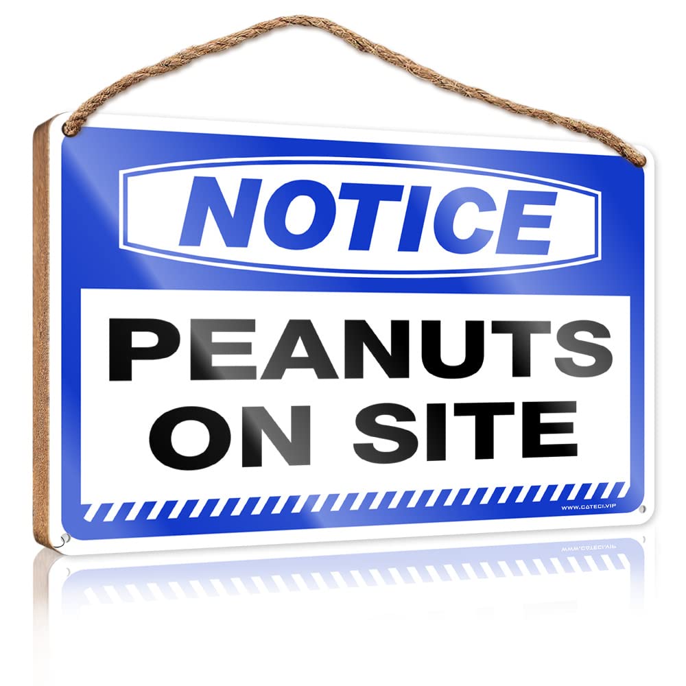 Plaque For Front Door Notice Peanuts On Site Wooden Sign Family Wall Decor Family Wall Decor(15X28CM)
