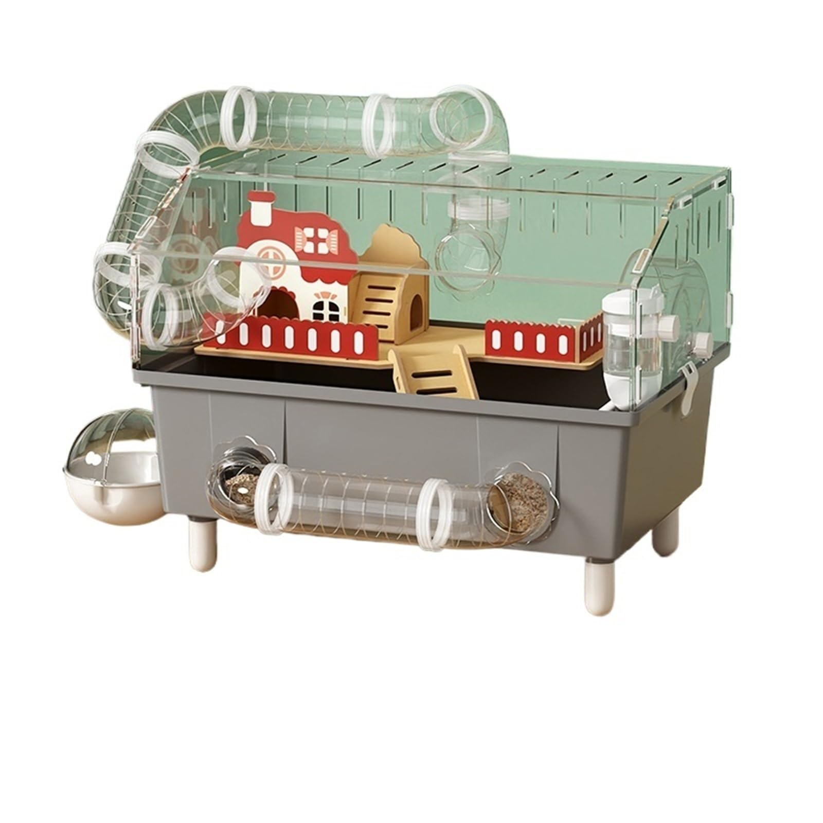 Gabbia per Criceti Casa for criceti trasparente Grande villa for fai-da-te con tunnel Spaziosa gabbia for e piccoli animali domestici(Deluxe Grey 75.9)