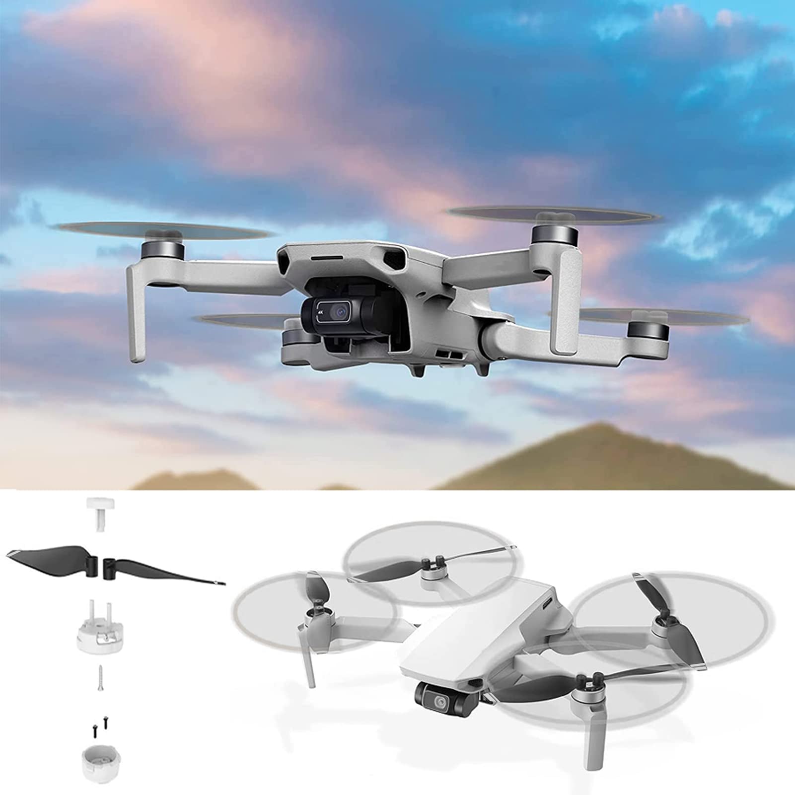 Bocguy 16 Pcs Drone Mavic Mini Hélices, modelo 4726 Hélices para Mavic Mini Accesorios Reemplazo de Drones con 24 Tornillos & 2 Destornillador, Bajo Ruido & Estable (Plata) — view 6