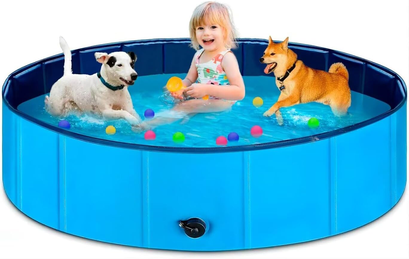 Small Dog Duck Pool, Foldable Pet Pool PVC Hard Plastic Portable Collapsible Outside Swimming Pools for Doggie,31 x 8 Inches