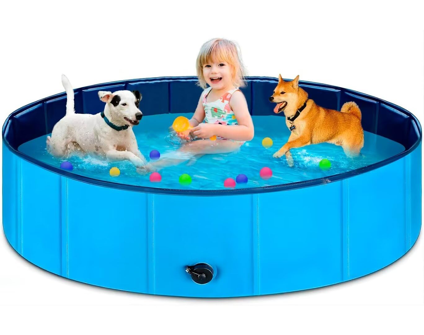 Small Dog Duck Pool, Foldable Pet Pool PVC Hard Plastic Portable Collapsible Outside Swimming Pools for Doggie,31 x 8 Inches